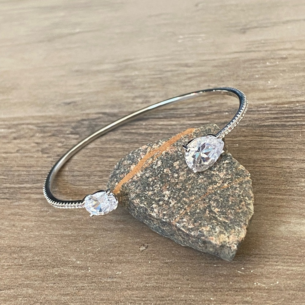 New Nordstrom Oval and pear cut cubic zirconia on a slender pavé cuff bracelet